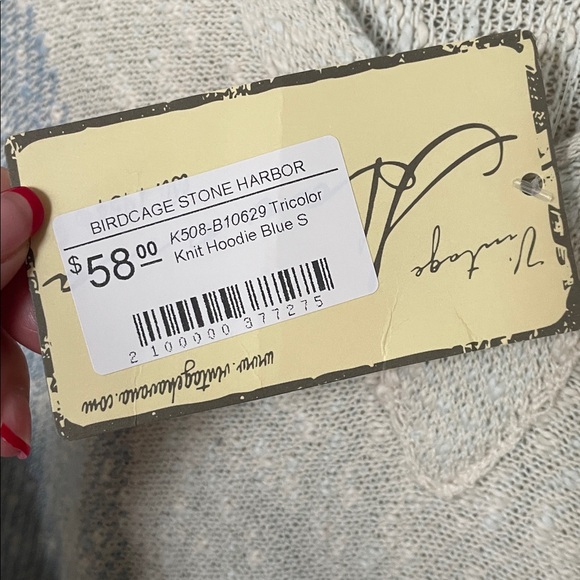 Vintage Havana Small NWT Birdcage Stone Harbor Tricolor Knit Hoodie 100% Cotton - Picture 2 of 5